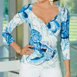 Boston Proper Seashell Surplice Top (S)